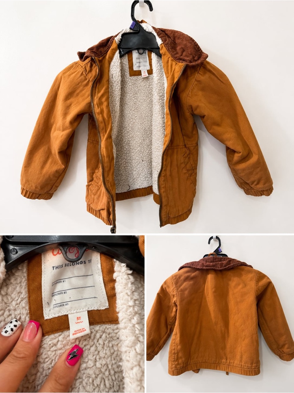 Cat & Jack Sherpa-Lined Hooded Jacket in Rust